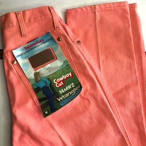 NWT Vintage orange wrangler jeans coral 36 inseam long boot cut high waist denim